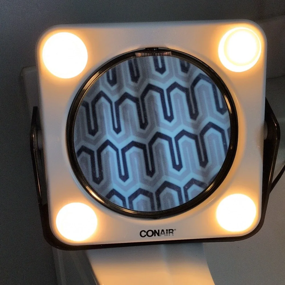 Vintage Retro Double sided tilt light up mirror with magnification